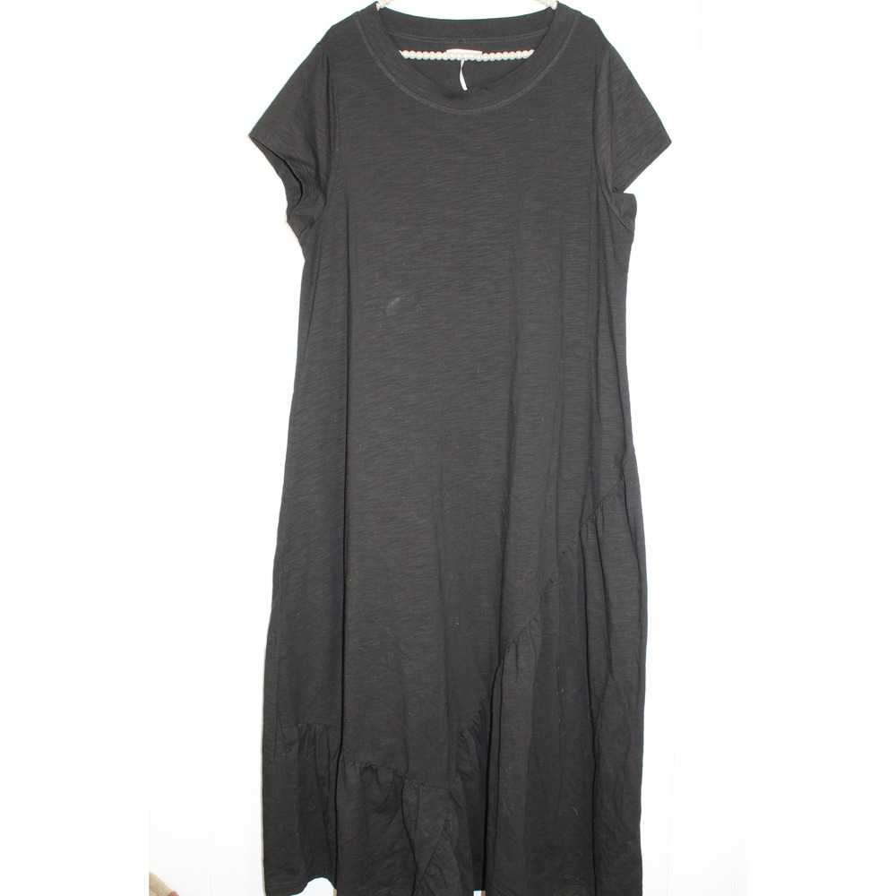 StitchDrop Black Maxi Short Sleeve Asymmetrical Ruffle‎ Hem Size XL